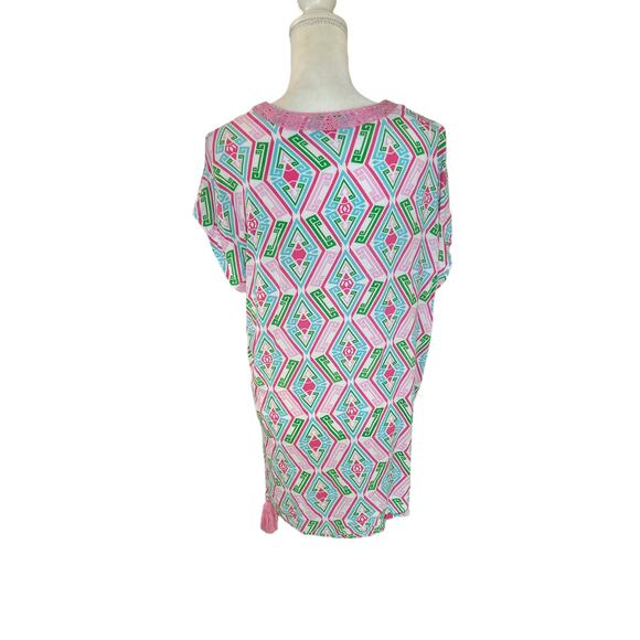 Macbeth Collection Diamond Print Pink Green Girly Swim Beach Coverup Size Medium - Picture 5 of 13